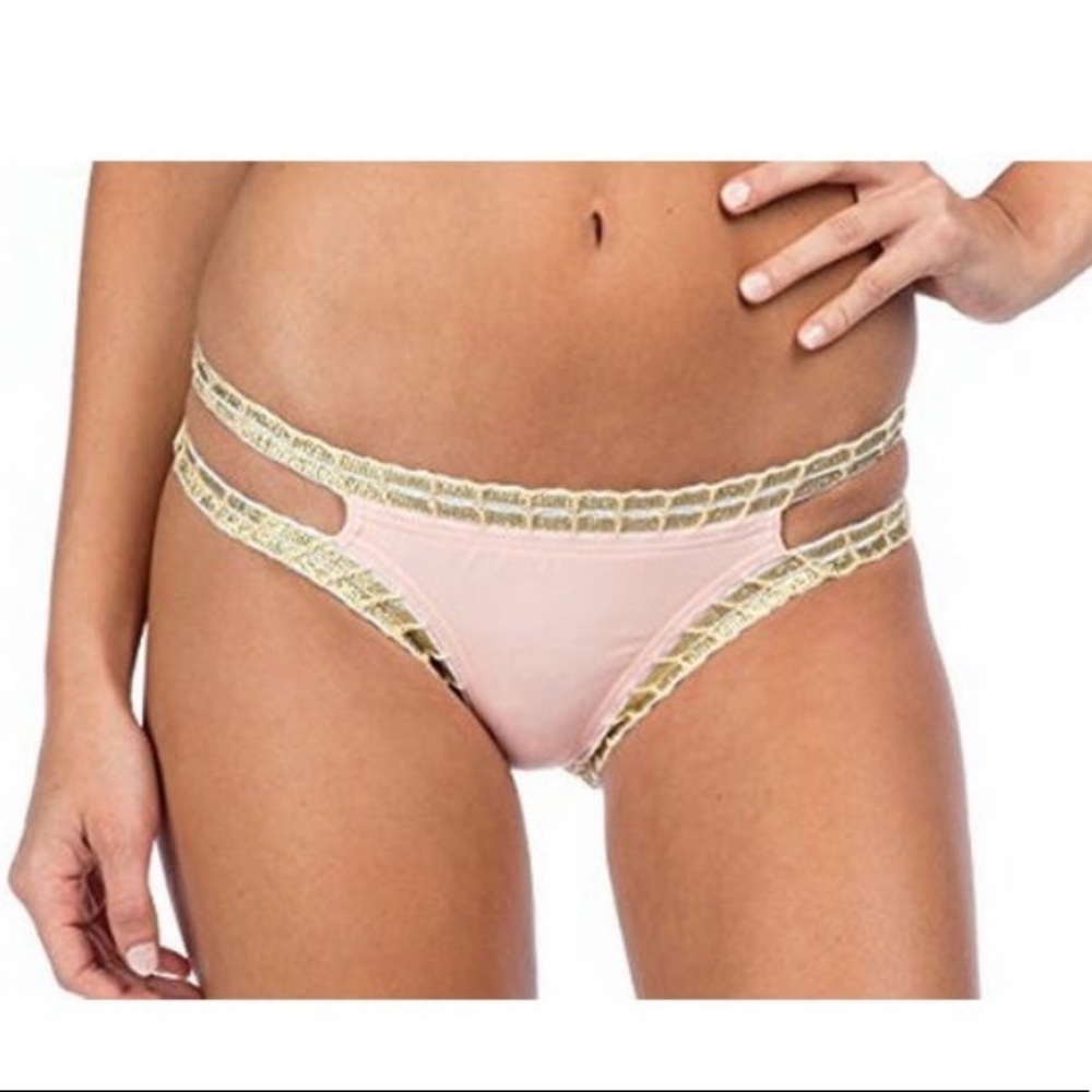 Bikini Lab Pink Gold Strappy Metallic Bikini - Picture 3 of 7